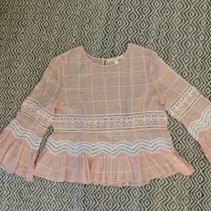 Jonathan Simkhai Pink & White Long Sleeve Top